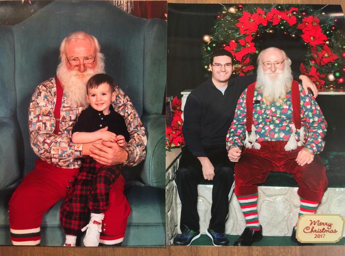 My Santa never gets old (20 years difference between photos) - Santa Claus, Reddit