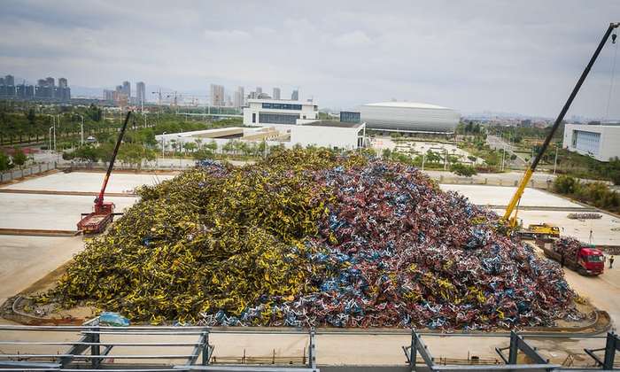 Bicycle mountain - A bike, Garbage, China, Disposal, news, Ecology, Longpost, Bike rental