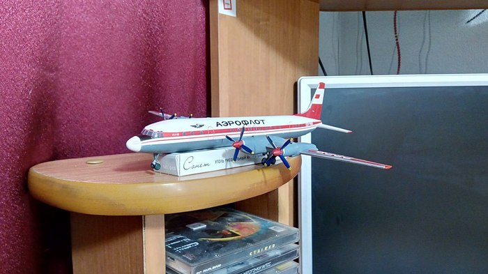 IL-18D from VE 1:144 - My, Scale model, Airplane, Aircraft modeling, Crooked hands, , IL-18, Longpost