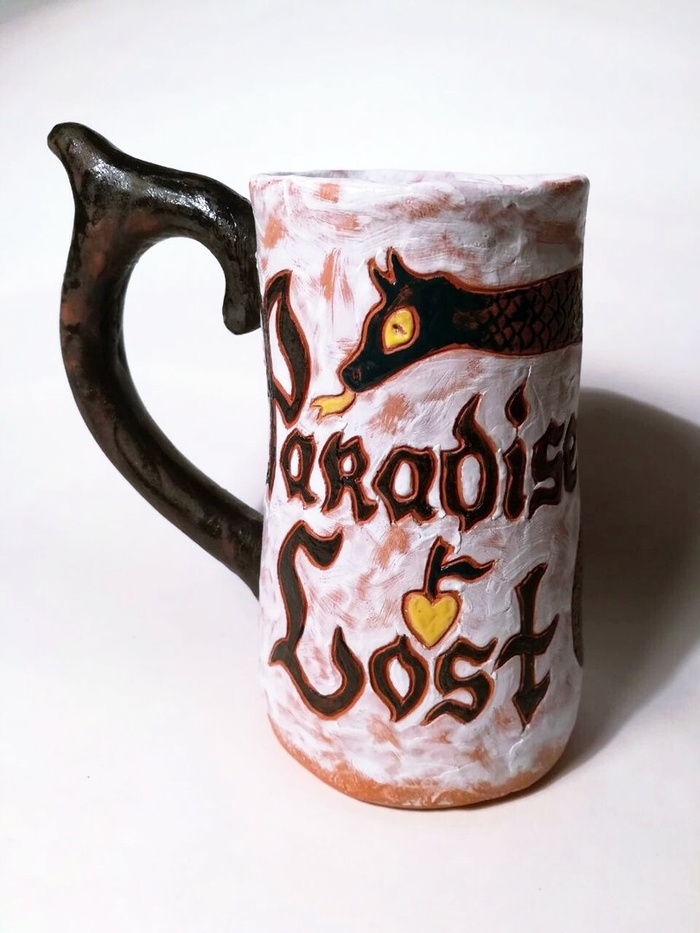 Fan mug Paradise Lost - My, Longpost, Paradise LOST, Metal, Doom, Gothic, Ceramics, Rukozhop, Fan art