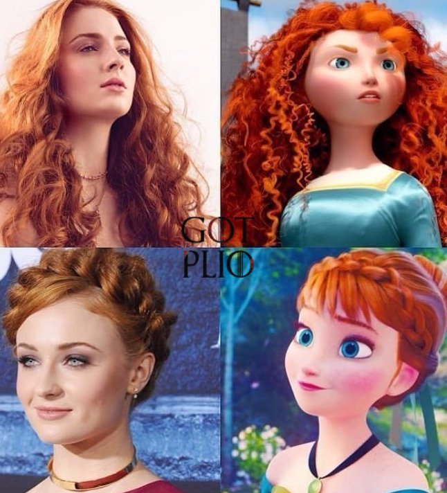 The finished Disney princess - Game of Thrones, Sansa Stark, Sophie Turner, Brave, , Cold heart, Anna, Braveheart (film), Merida (Braveheart)