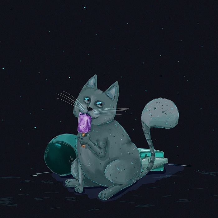 space snack - My, My, Friday tag is mine, cat, Illustrations, Drawing