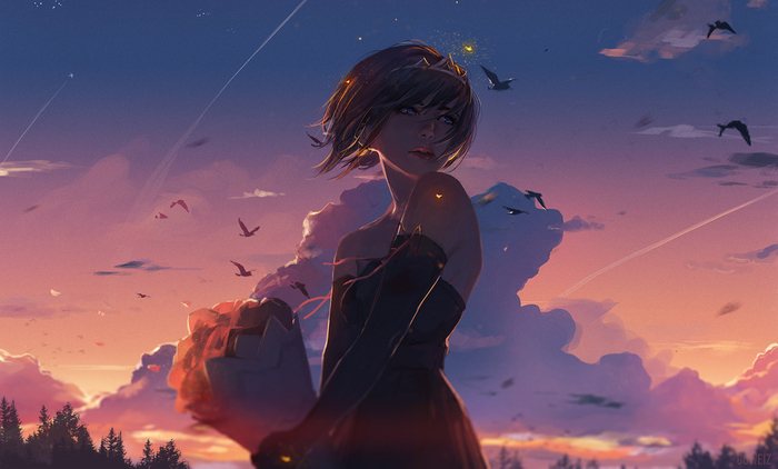 Dusk - Art, Drawing, Girls, Guweiz