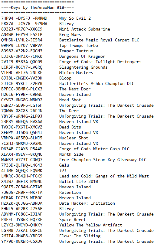 Free Steam Keys #18 - My, Steam keys, Keys, Game distribution