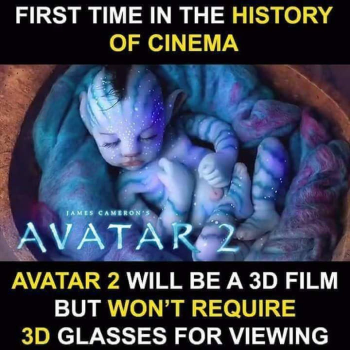 For the first time in cinema history - Picture with text, Avatar, Avatar 2, 9GAG, Shit happens