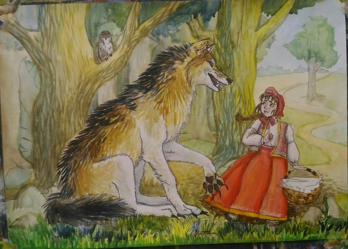 Illustration for Little Red Riding Hood. - My, Wolf, Little Red Riding Hood, Girl, Forest, Illustrations