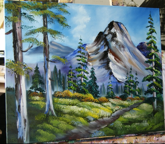Oil painting ''Mountains'' - My, Oil painting, Saint Petersburg, Butter, Painting, Landscape, The mountains, Artist, Art, Longpost