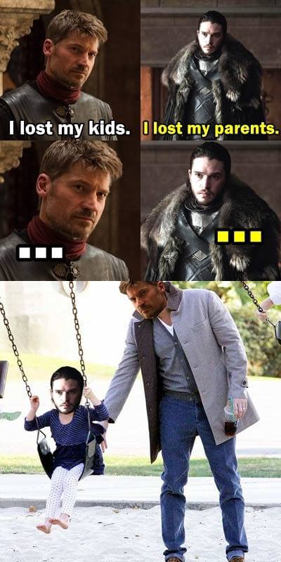 New parents for Jon Snow - Game of Thrones, Jon Snow, Daenerys Targaryen, Jaime Lannister, Family, Longpost