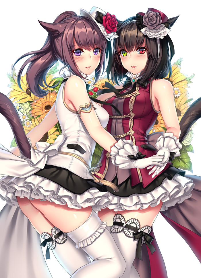 Anime Art - Anime art, Anime, Final Fantasy, Miqote, , Heterochromia, Stockings, Neko