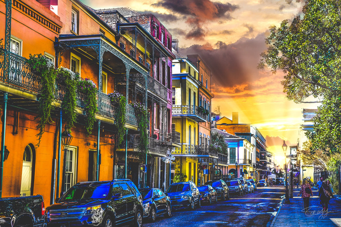 Закат в Новом Орлеане.