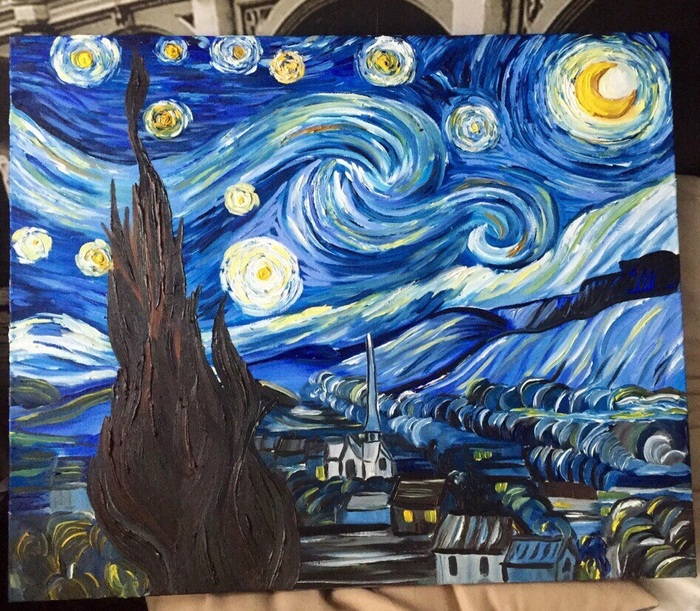 Oil painting. Van Gogh Starry night - My, Canvas, van Gogh, Artist, Saint Petersburg, Art, Painting, Butter, Painting