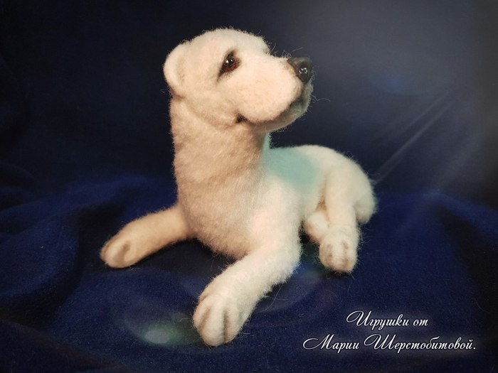 Dog Alabai, made of wool. Made in the technique of dry felting. Handmade.Author; Sherstobitova Maria. - My, Dog, Alabai, Handmade, Dry felting, New Year, Presents