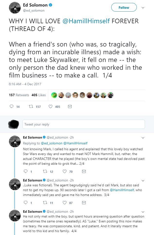When an actor is more than an actor - Mark Hamill, Luke Skywalker, Children, Disease, Compassion, Twitter, Actors and actresses, Good people