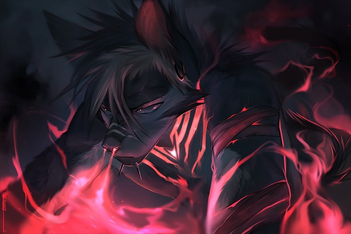 Demon - Furry, Anthro, Art, Angiewolf