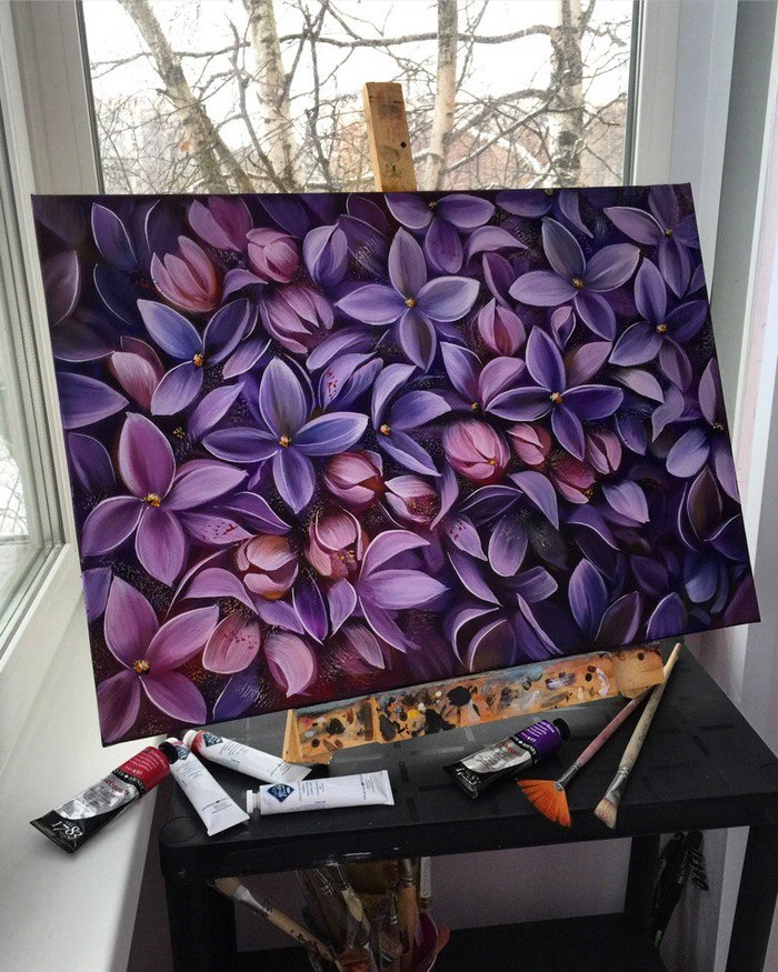 Oil painting on canvas. Lilac closeup - My, Oil painting, Canvas, Painting, Saint Petersburg, Artist, Lilac, Flowers, Painting