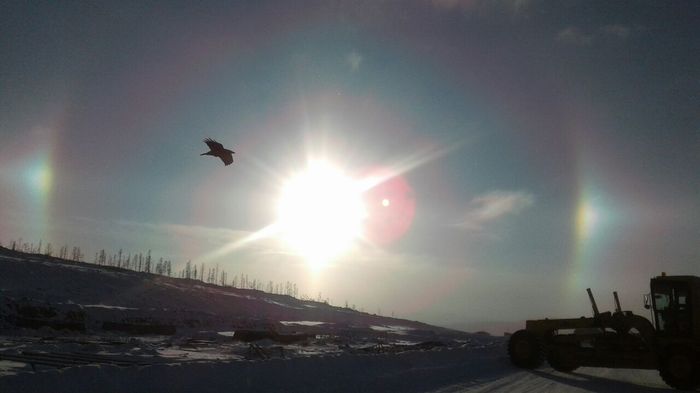 In the sky over Yakutia. Hour ago. Taken on a phone. - My, The sun, Natural phenomena, Sky