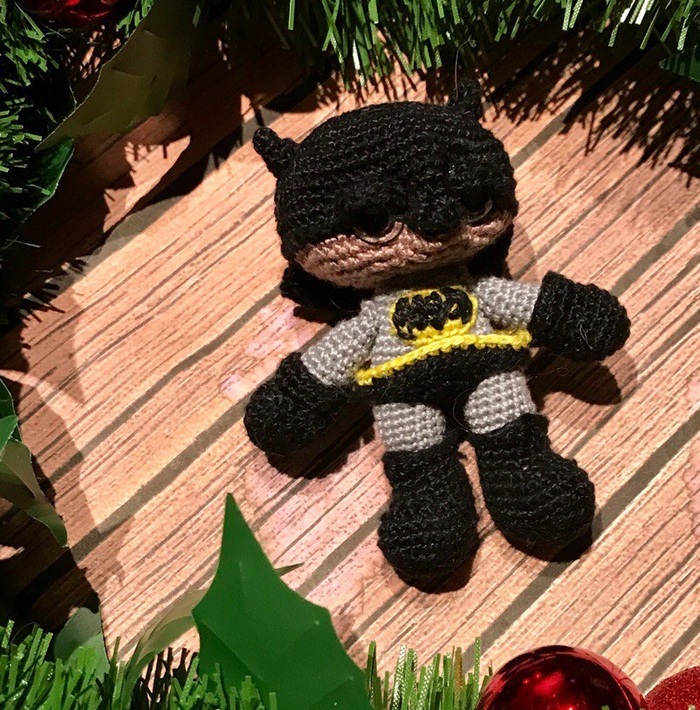 Batman - My, Amigurumi, Crochet, Needlework without process, Knitted toys