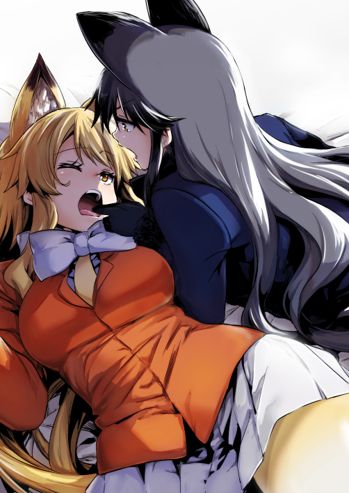 Anime art - Anime Art, Аниме, Kemono Friends, Ezo Red Fox, Silver Fox, Кицунэ