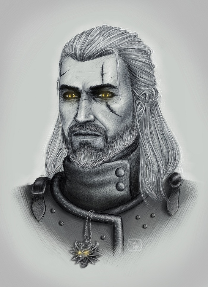 Geralt of Rivia - My, Geralt of Rivia, Witcher, The Witcher 3: Wild Hunt, , Witcher Art, Fan art