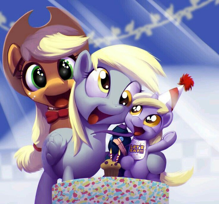 Happy birthday Dinky - My little pony, PonyArt, Applejack, Derpy hooves, Dinky Hooves