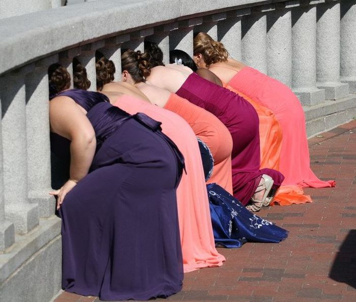 Women told you, beer with vodka is not for ladies! - Bridge, Female, Evening Dress, , , Women, On the knees