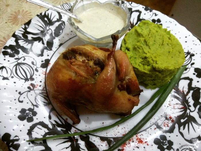 Stuffed quails with mushroom sauce - My, Quail, Recipe, Cooking, Yummy, Longpost