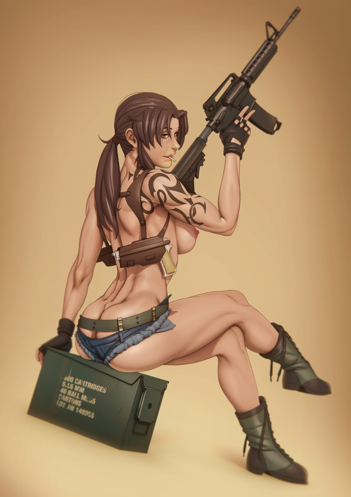 Revy - NSFW, John Doe, Art, Strong girl, Revy, Black lagoon, Anime, Anime art, Sports girls