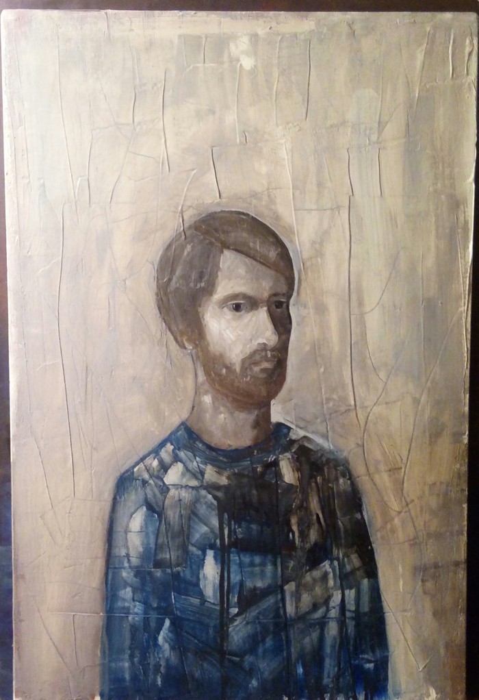 Self-portrait.Medvedev M.M. - My, Artist, Portrait, Self-portrait, Moscow, Drawing, Oil painting, Painting, Art