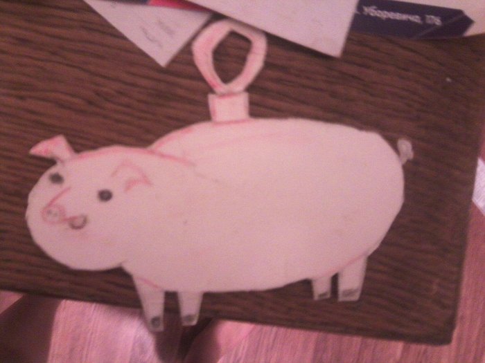 Children's crafts for the New Year tree, the year of the pig, as you understand. Pigs looking straight into the soul. - My, New Year, Childhood