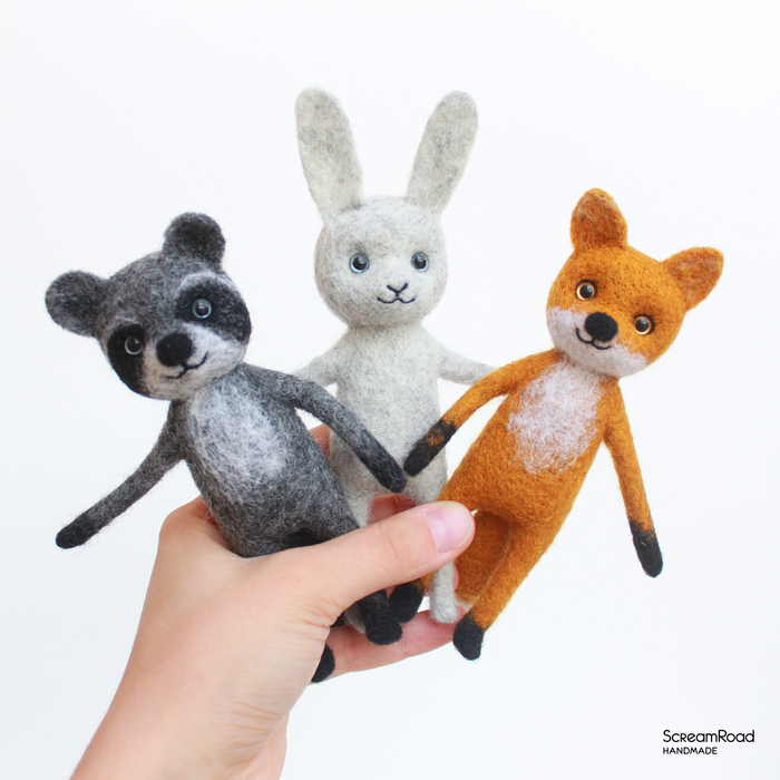 Lovely wool toys. Dry felting. - My, Dry felting, Wool toy, , Felt, Toys, Hare, Fox, Raccoon