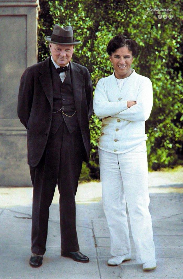 Churchill and Chaplin on the set of City Lights, 1929, USA - Winston Churchill, Charlie Chaplin, city ??lights, Video, Longpost