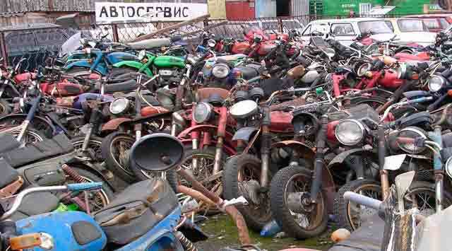 motorcycle graveyard - My, Made in USSR, Motorcycles, My, Dump, Moto