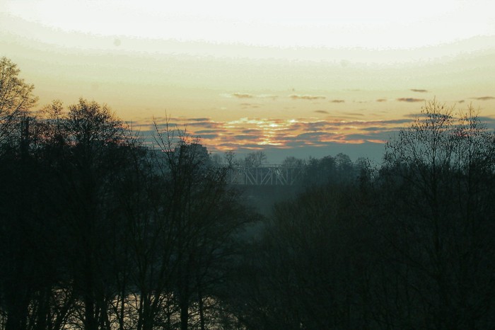 Sunset - My, The photo, Sunset, Bridge, Forest