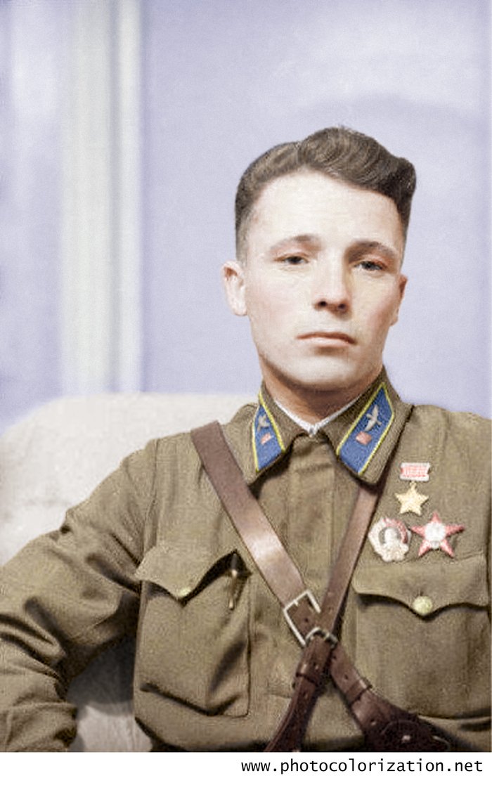 My colorization Hero of the Soviet Union Viktor Talalikhin - My, Colorization, Victor Talalikhin, The Great Patriotic War, Aviation, Feat