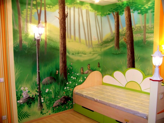 Painting in the nursery. - My, Wall painting, Children, Decor, Longpost