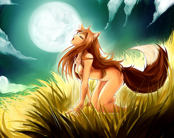 All night through the snoring of my friends, I heard a wolf howl... - NSFW, Anime art, Holo, Horo holo, Spice and Wolf, Art, 