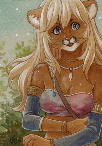 ACEO by Neko - Furry, Aceo, Traditional art, Luna 7, Neko-Artist, Portrait, Watercolor, Longpost