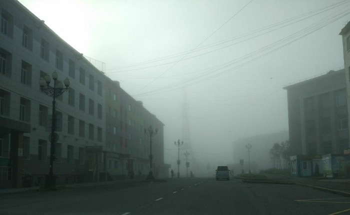 Fog in Magadan (August 2017) - My, Magadan, Fog, Not photoshop, TV tower