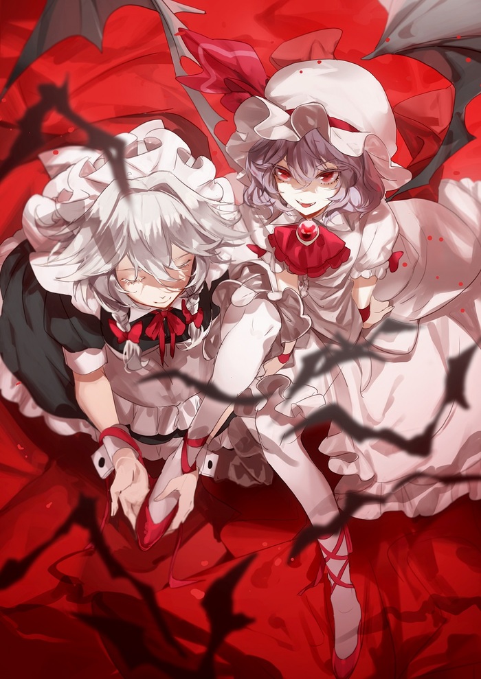 Remilia & Sakuya - Аниме, Anime Art, Touhou, Remilia Scarlet, Izayoi Sakuya, No-Kan