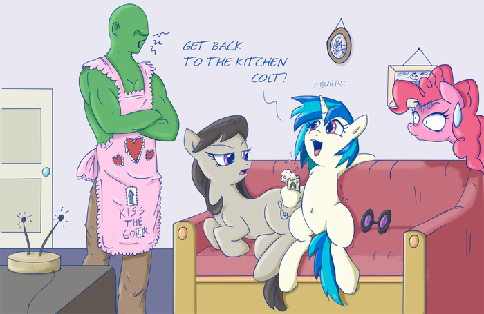 To the kitchen, stallion! - My little pony, Octavia melody, Vinyl scratch, Pinkie pie, Anonymous, Anon, Matriarchy
