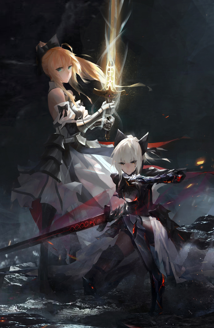 Fate Anime Art, , Fate, Saber Lily, Saber Alter