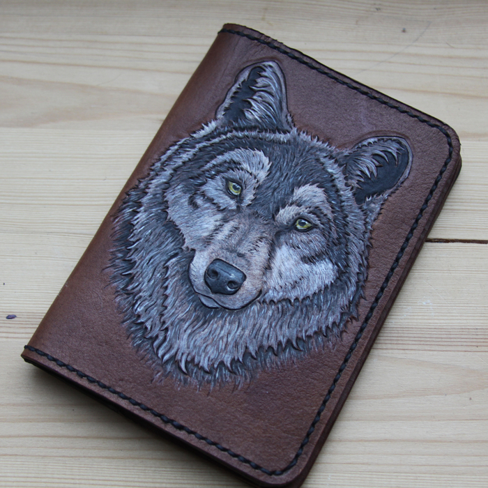Leather Passport Covers - My, , , Leather products, Embossing on leather, Cover, Wolf, Horses, Longpost