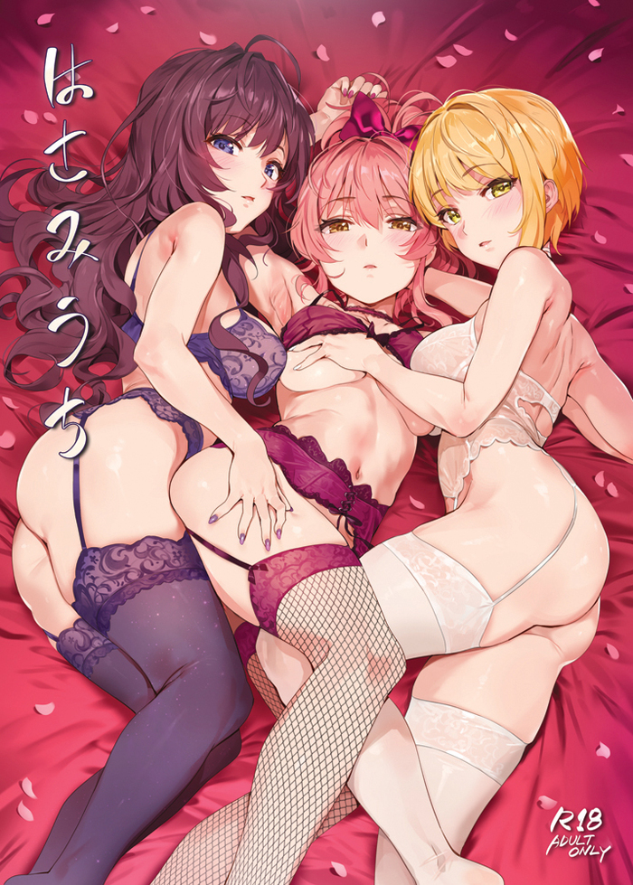 Anime Art - NSFW, Anime art, Anime, Idolmaster Cinderella Girls, Shiki ichinose, Jougasaki mika, Miyamoto Frederica, Stockings