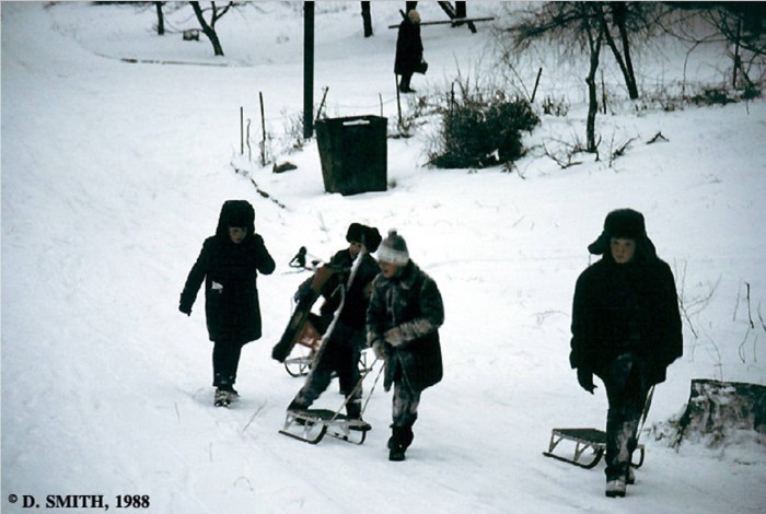 Sledge, slide, oh ride now. Nowadays, children rarely go sledding down the slides, and then on those that are equipped for this. And then from any hill - Sled, freezing, Slide, , Childhood, Back to USSR, the USSR, Ice, Longpost, , Skiing downhill