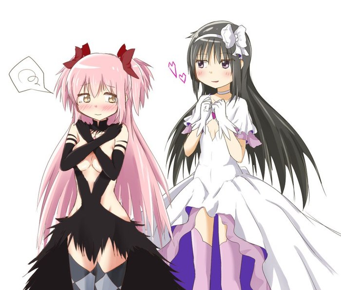 Madoka & Homura - Mahou Shoujo Madoka Magica, Akemi Homura, Anime Art, Аниме, Madoka Kaname