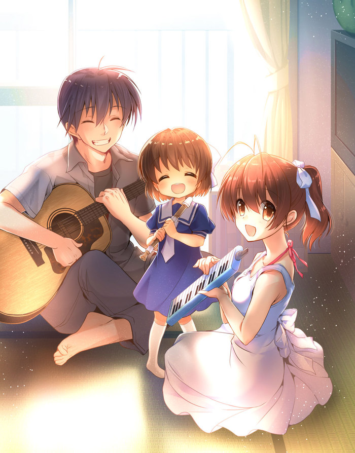 Семья - Anime Art, Аниме, Clannad, Furukawa nagisa, Tomoya Okazaki, Okazaki Ushio, Suzuki Konori