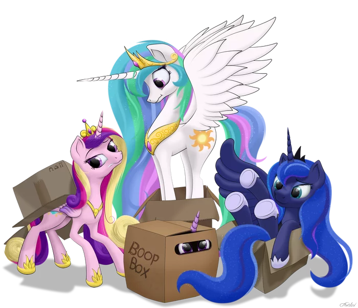 Princess Boxes - My little pony, PonyArt, Twilight sparkle, Princess luna, Princess celestia, Princess cadance, Awalex