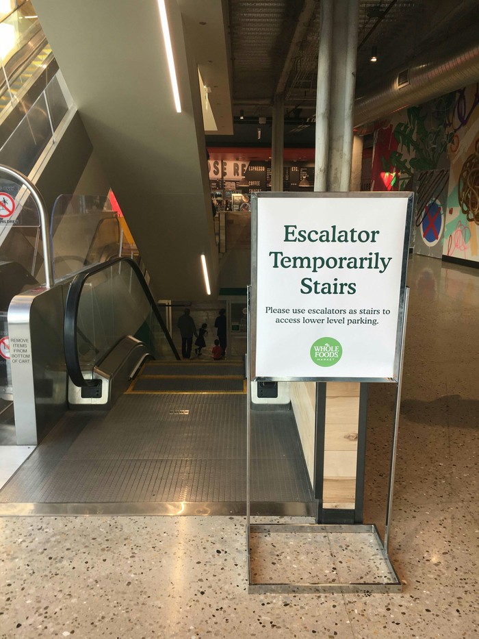 The escalator temporarily functions as a staircase... - Escalator, Stairs