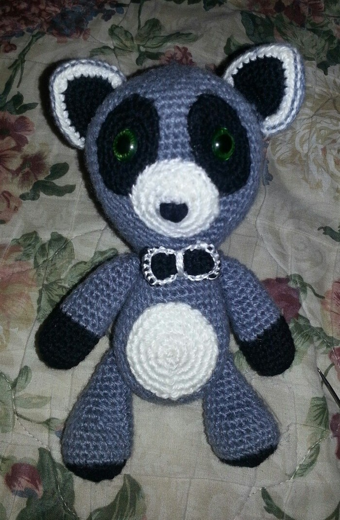 Raccoon - My, Raccoon, Needlework without process, Amigurumi