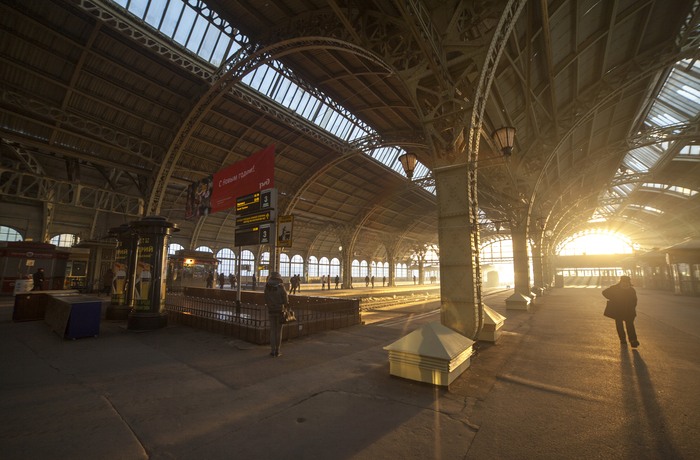 Morning at the train station - My, Saint Petersburg, The photo, Landscape, Architecture